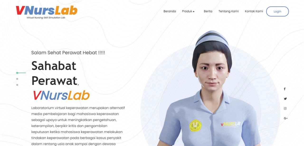 Tampilan Aplikasi Website Virtual Nursing Skill Simulation Lab (VNursLab)